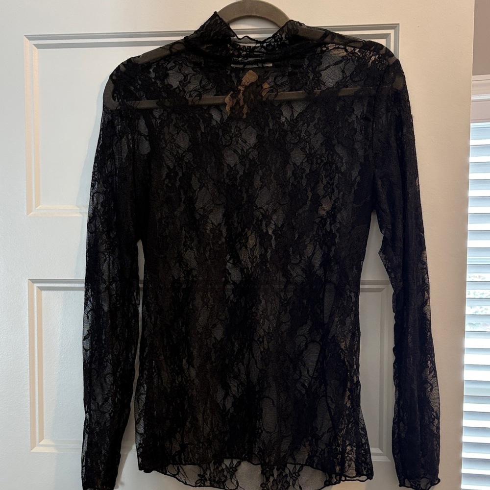 Chic Black Lace Women's Blouse